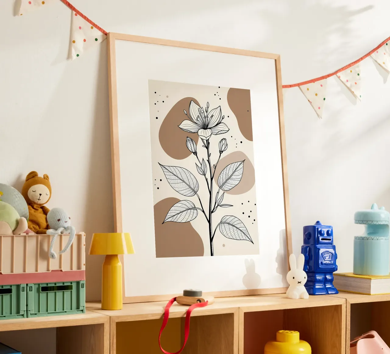 Minimalist Maple Leaf Poster in Neutral Tones with Abstract hahnemühle by Bloom And Brush