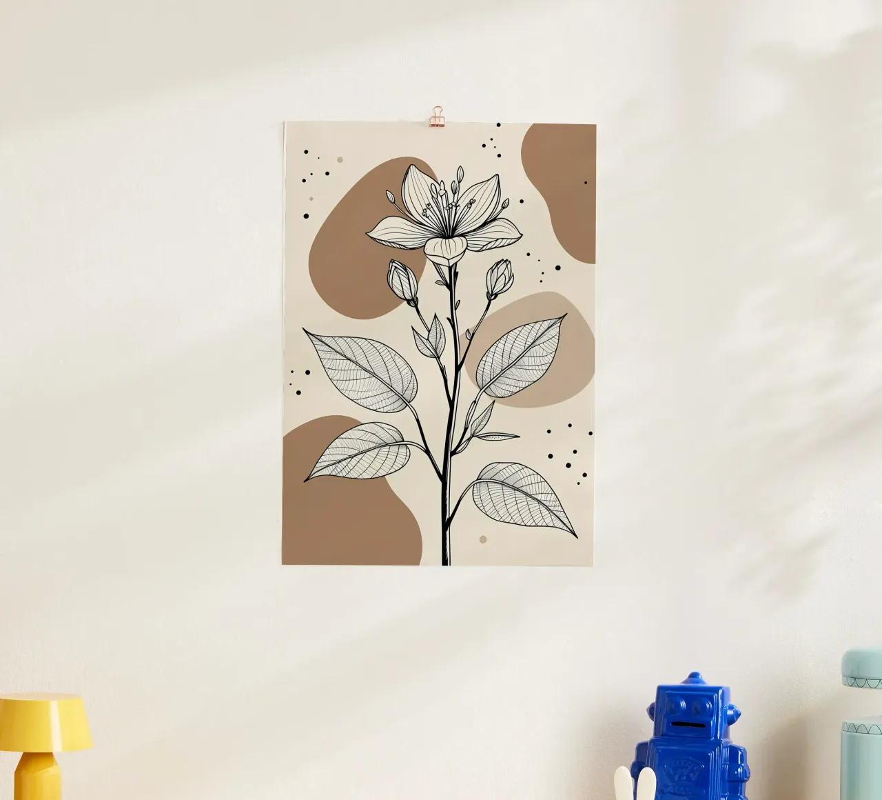 Minimalist Maple Leaf Poster in Neutral Tones with Abstract hahnemühle by Bloom And Brush