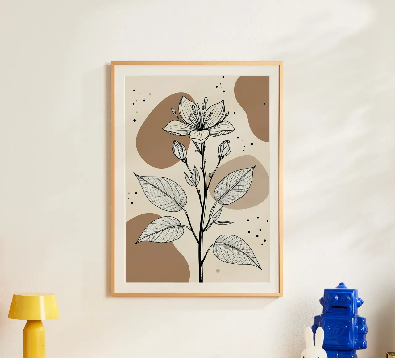 Minimalist Maple Leaf Poster in Neutral Tones with Abstract hahnemühle by Bloom And Brush