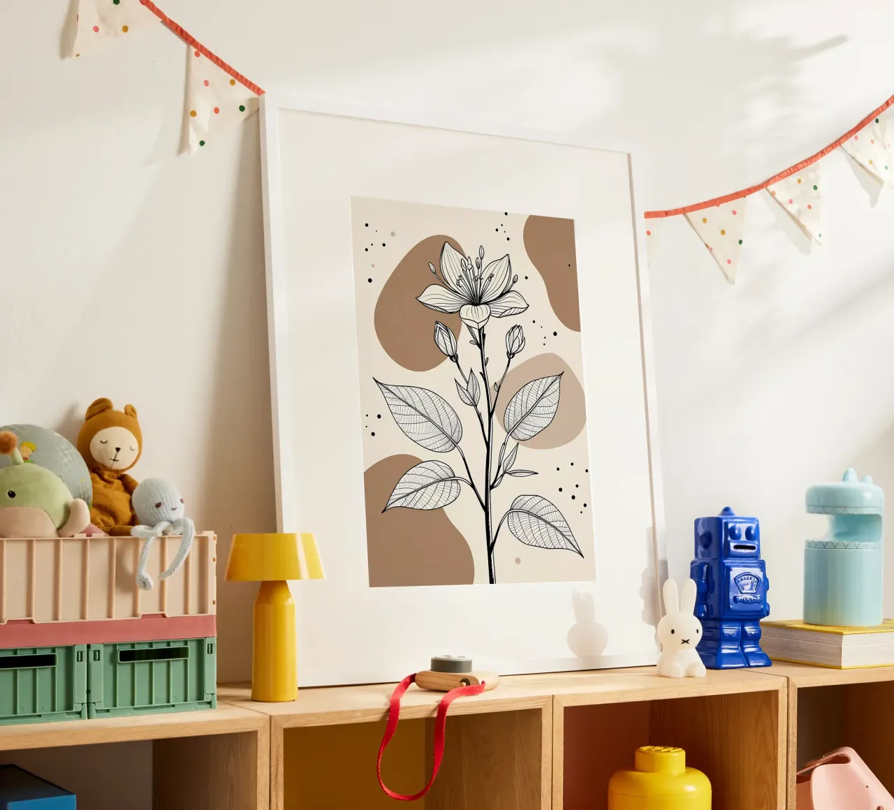 Minimalist Maple Leaf Poster in Neutral Tones with Abstract hahnemühle by Bloom And Brush