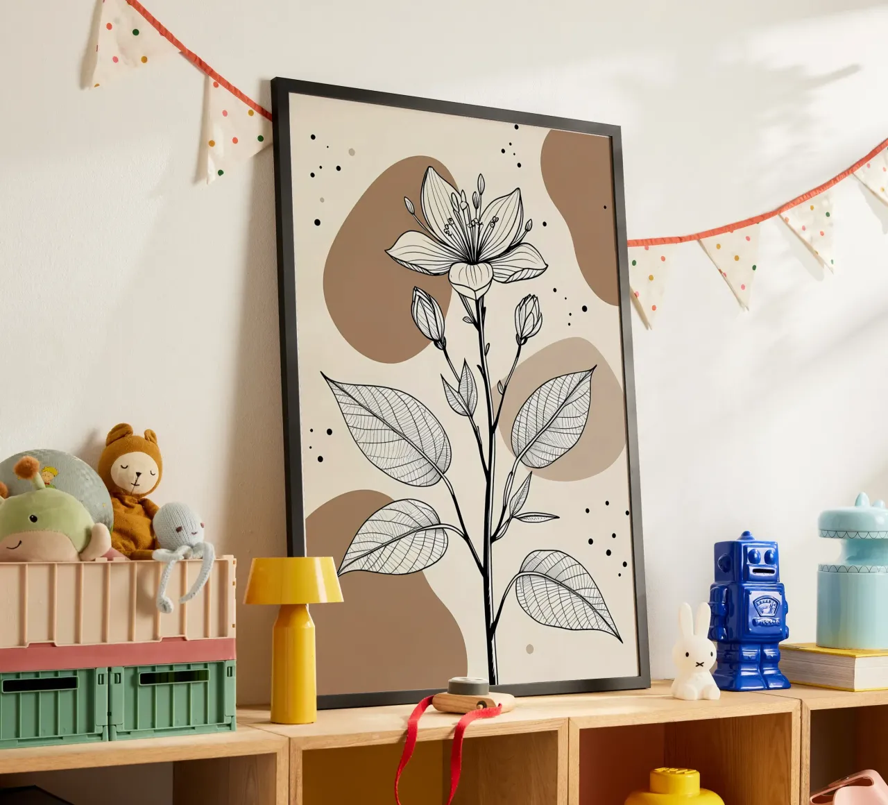 Minimalist Maple Leaf Poster in Neutral Tones with Abstract hahnemühle by Bloom And Brush
