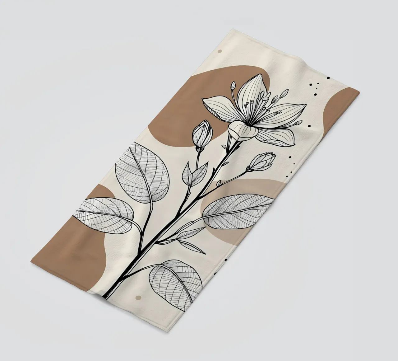 Minimalist Maple Leaf Poster in Neutral Tones with Abstract beach towel by Bloom And Brush