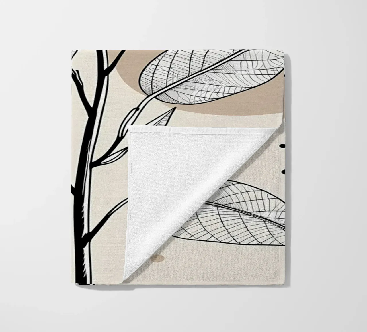 Minimalist Maple Leaf Poster in Neutral Tones with Abstract beach towel by Bloom And Brush