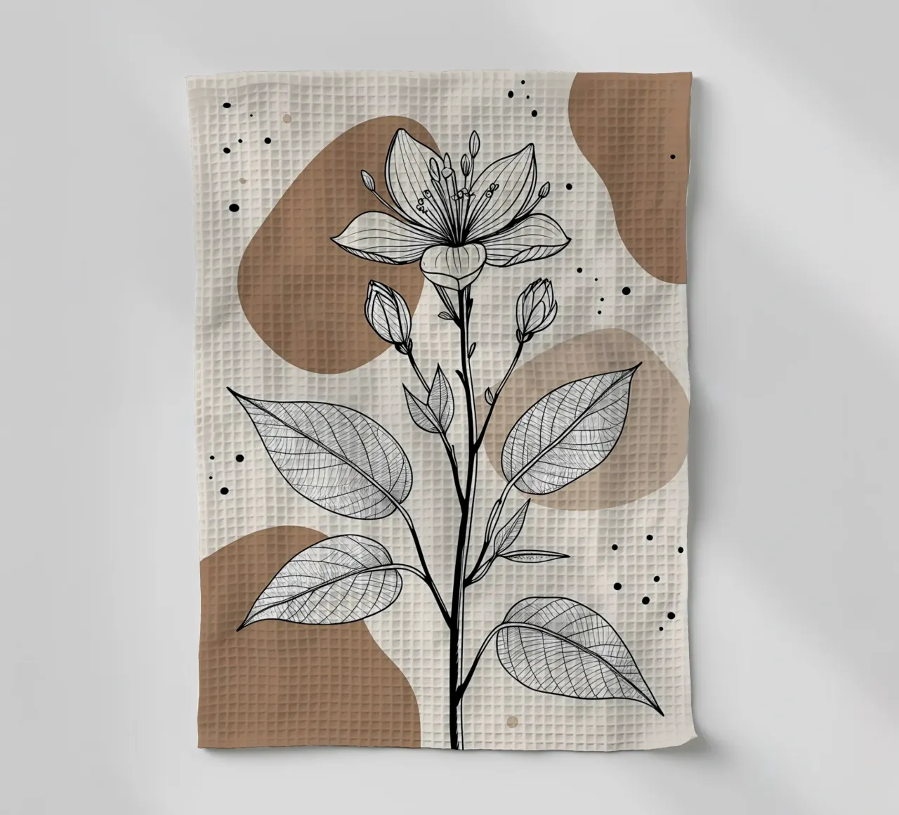 Affiche minimaliste de feuilles d'érable dans des tons neutres et abstraits torchon de Bloom And Brush