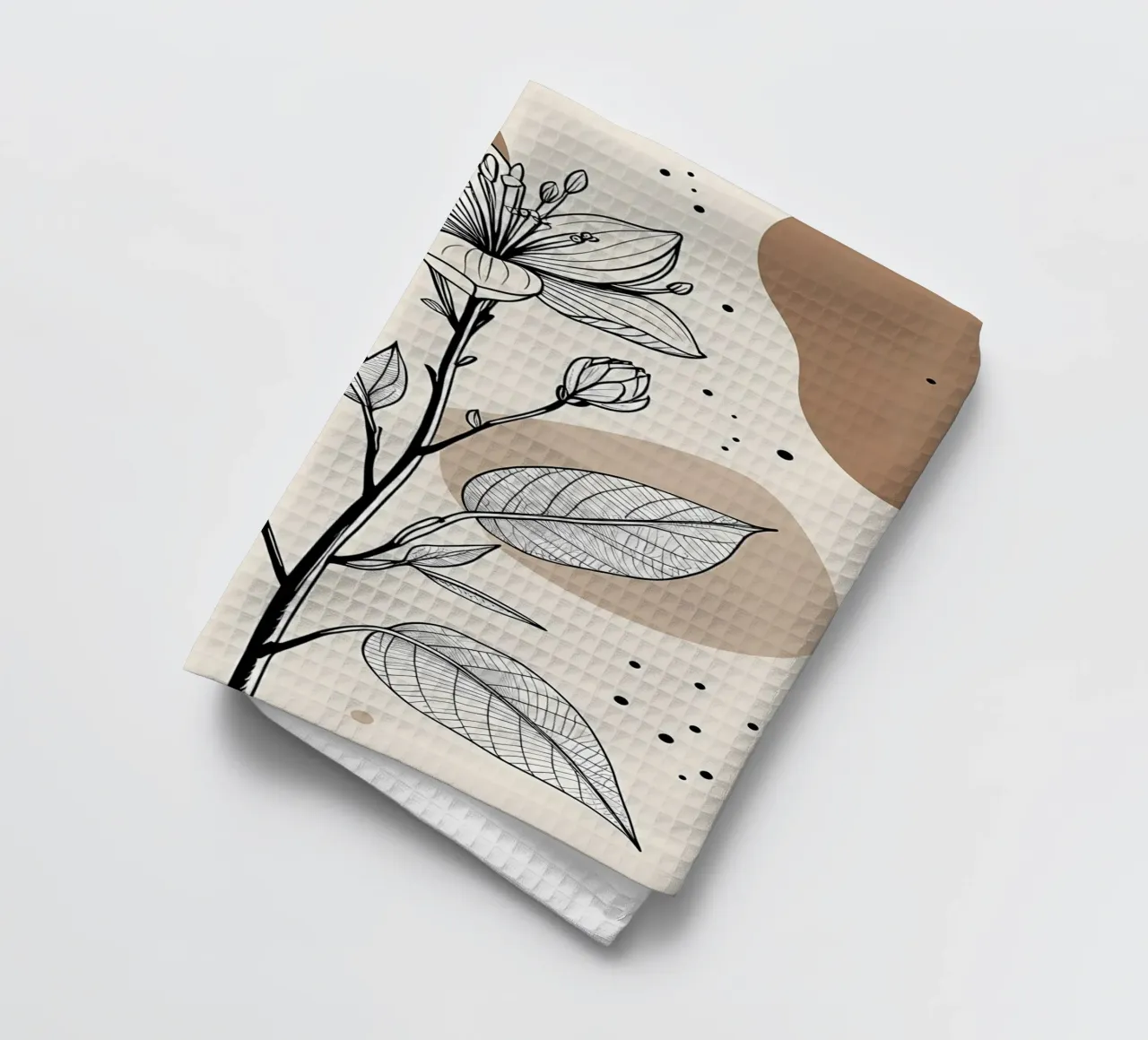 Affiche minimaliste de feuilles d'érable dans des tons neutres et abstraits torchon de Bloom And Brush