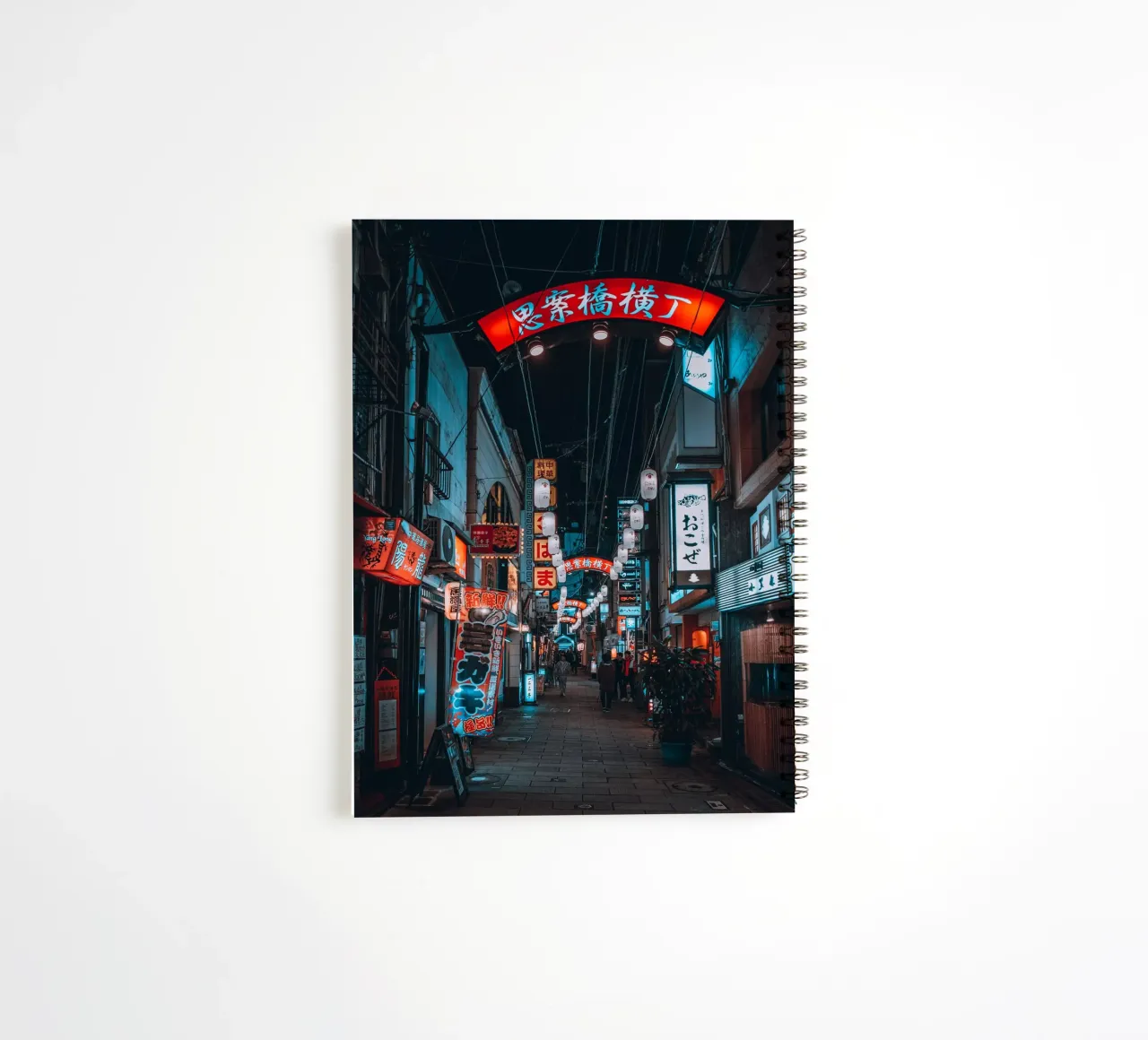 Neon Night Lights in Nagasaki, Japan spiral notebook by Marcel Bisig
