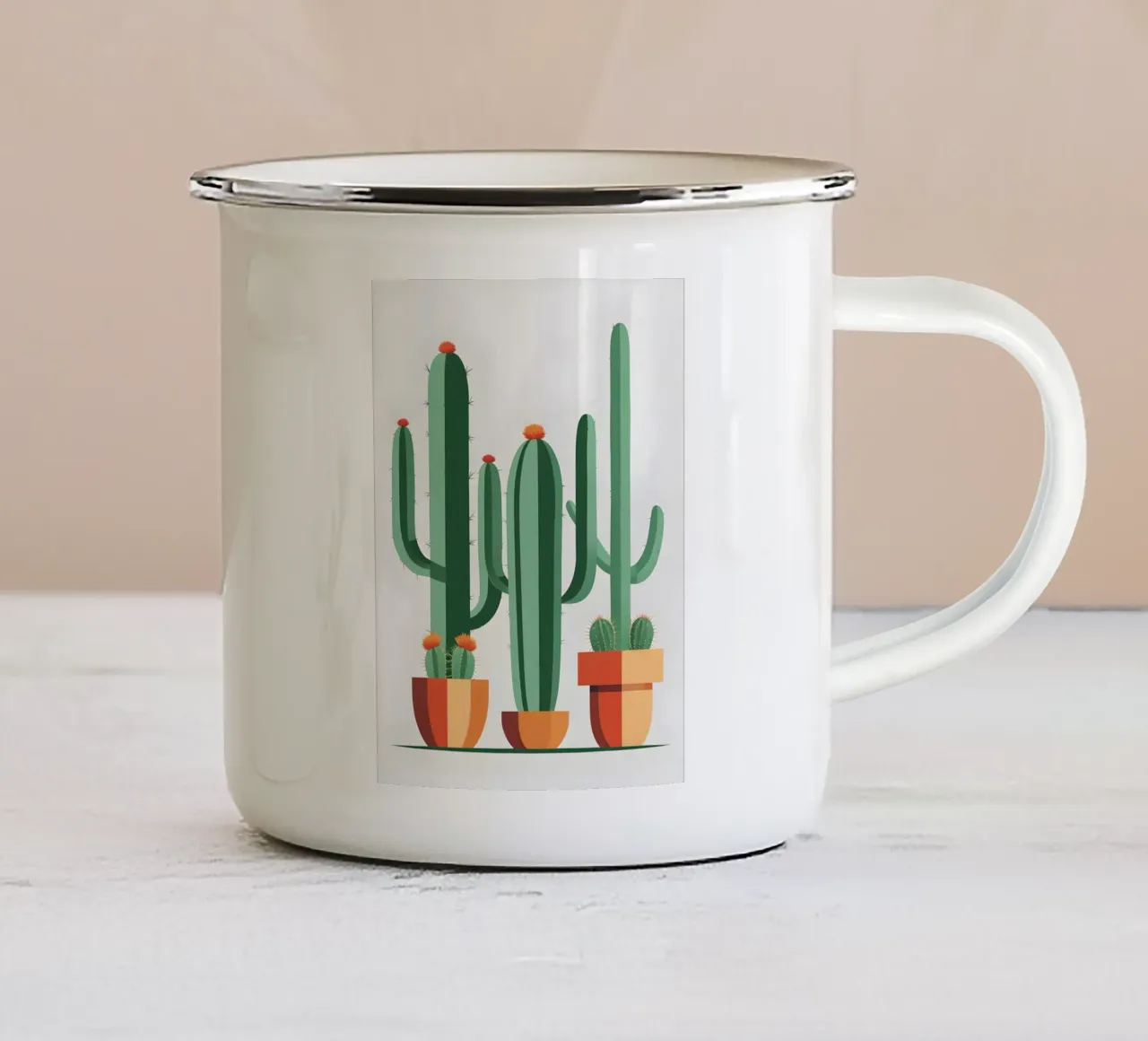 Barrel Cactus tazza in smalto da Botanical Gallery