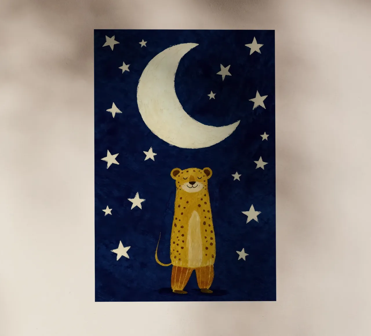 Tiger on the Moon Whimsical Kids Illustration pellicola backlit da EverLuvv Studio