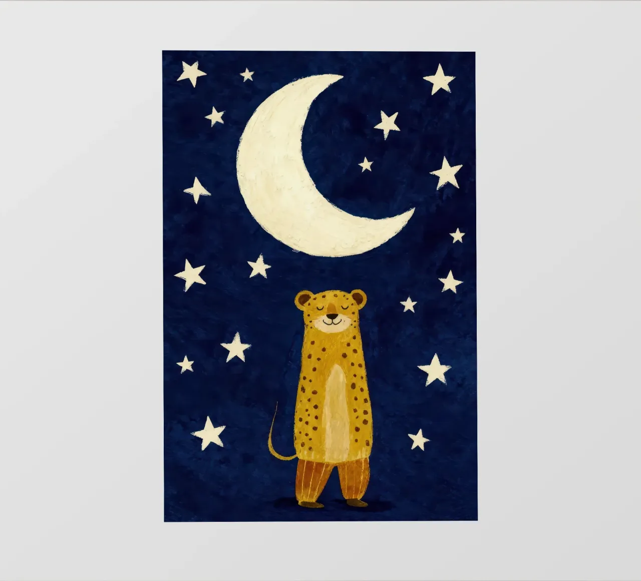Tiger on the Moon Whimsical Kids Illustration pellicola backlit da EverLuvv Studio