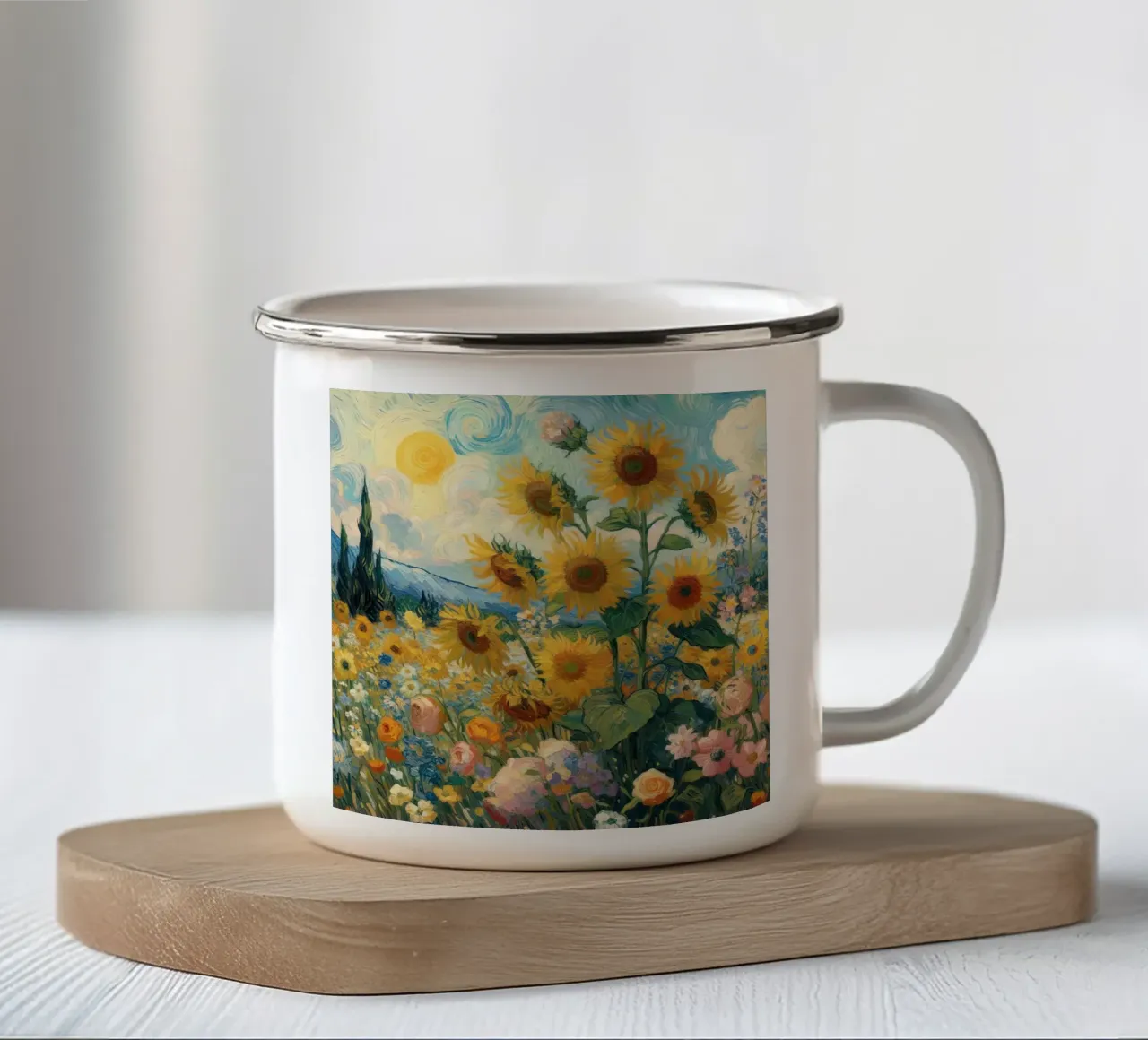 Girasoli in stile Van Gogh tazza in smalto da 🎁 NOBELART