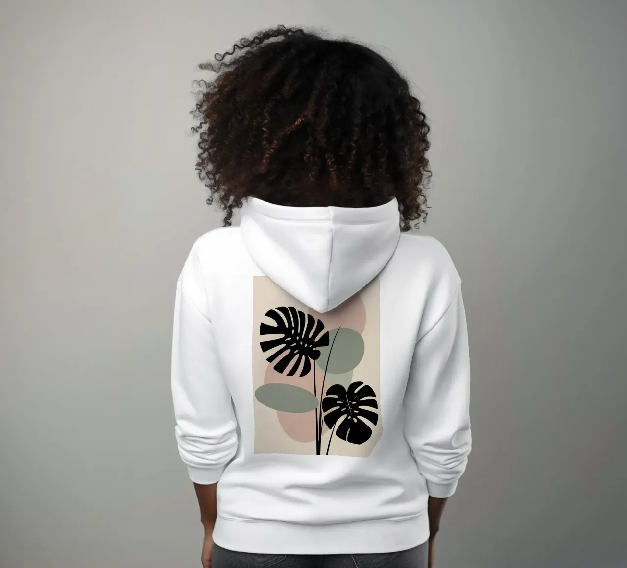 Foglie di Monstera minimaliste con forme astratte pastello morbide felpa con cappuccio da Bloom And Brush