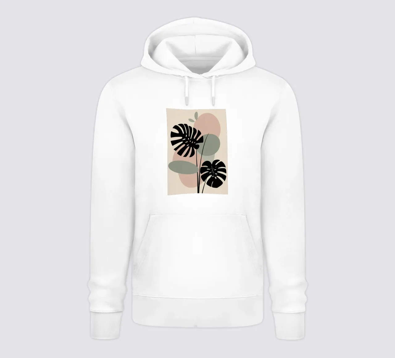 Foglie di Monstera minimaliste con forme astratte pastello morbide felpa con cappuccio da Bloom And Brush