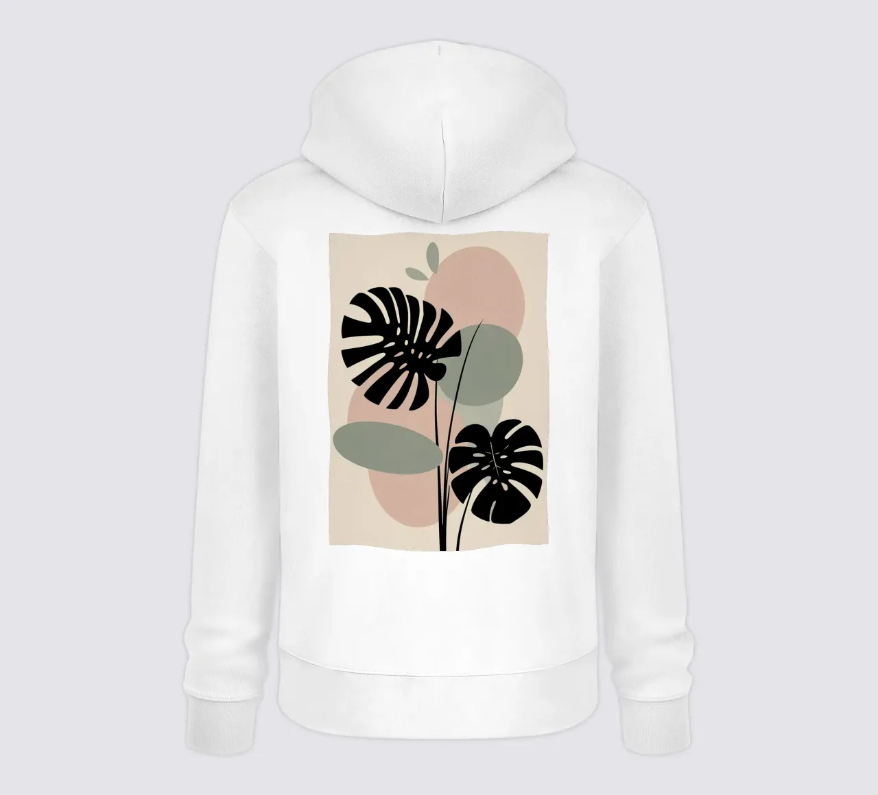 Foglie di Monstera minimaliste con forme astratte pastello morbide felpa con cappuccio da Bloom And Brush