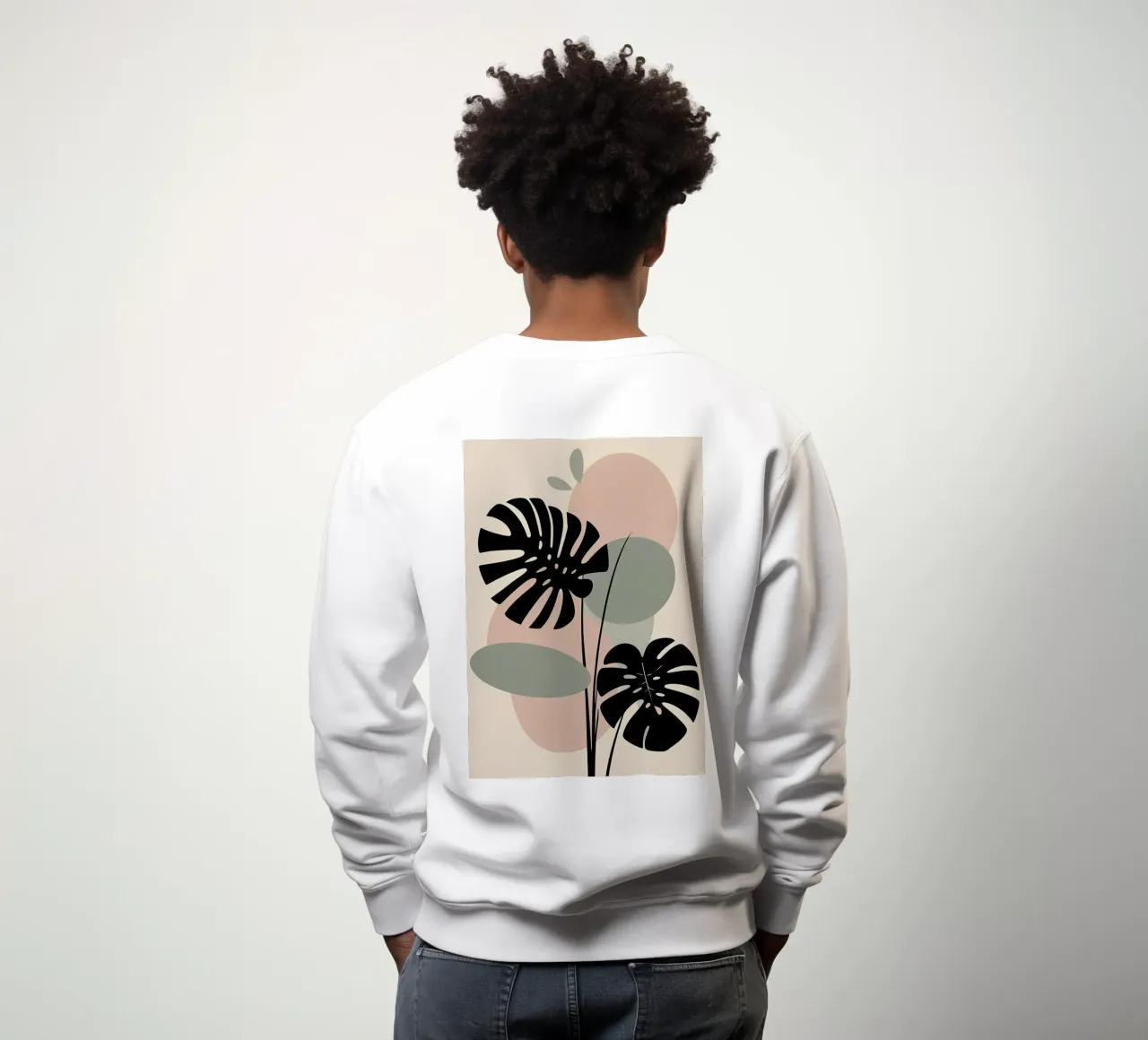 Foglie di Monstera minimaliste con forme astratte pastello morbide felpa da Bloom And Brush