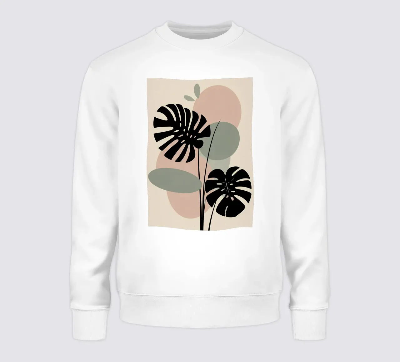 Foglie di Monstera minimaliste con forme astratte pastello morbide felpa da Bloom And Brush