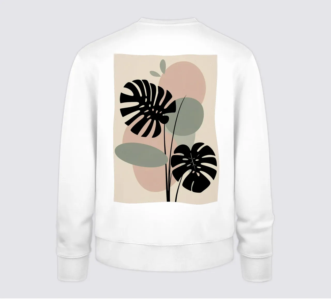 Foglie di Monstera minimaliste con forme astratte pastello morbide felpa da Bloom And Brush