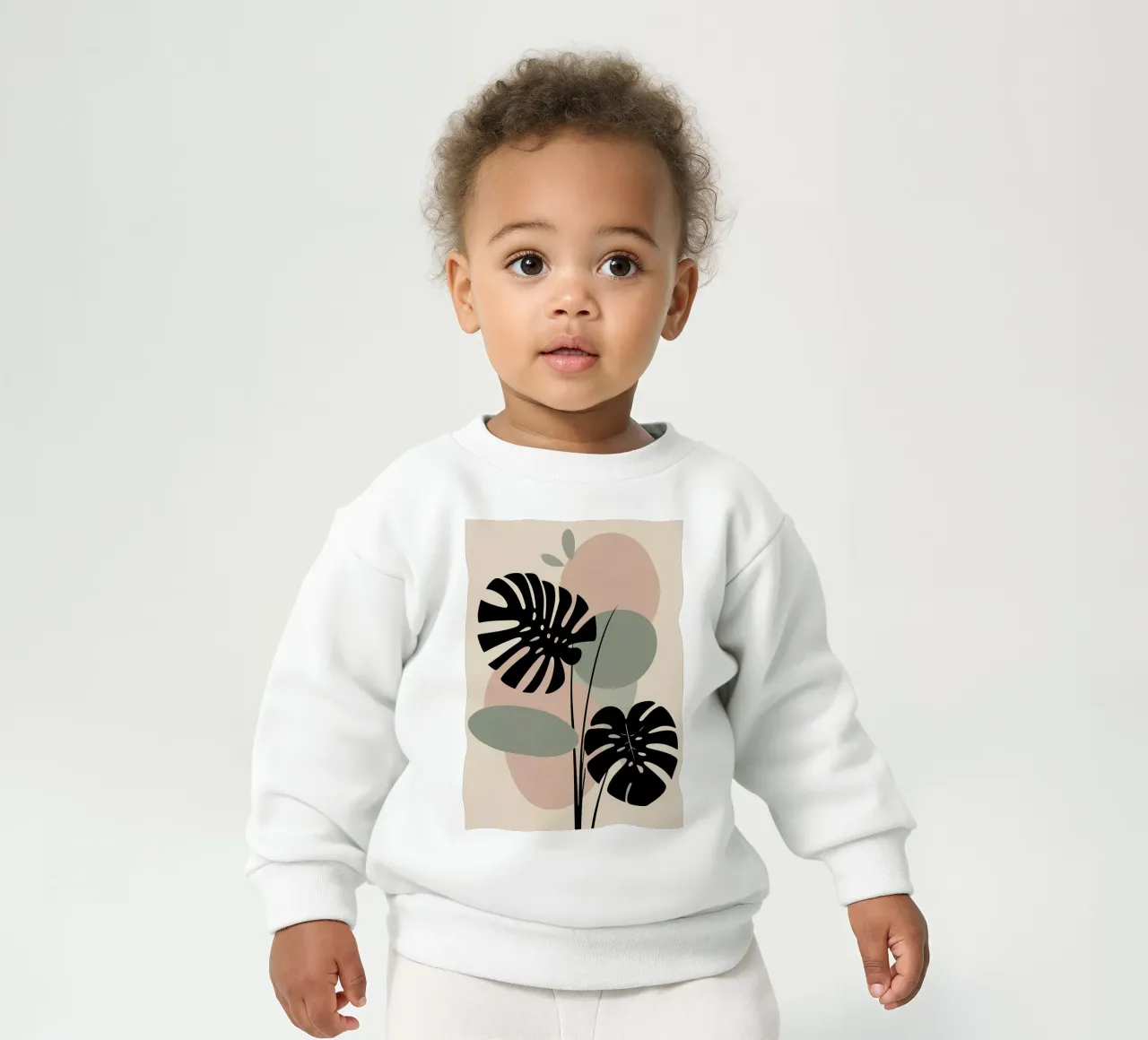 Foglie di Monstera minimaliste con forme astratte pastello morbide felpa neonato da Bloom And Brush