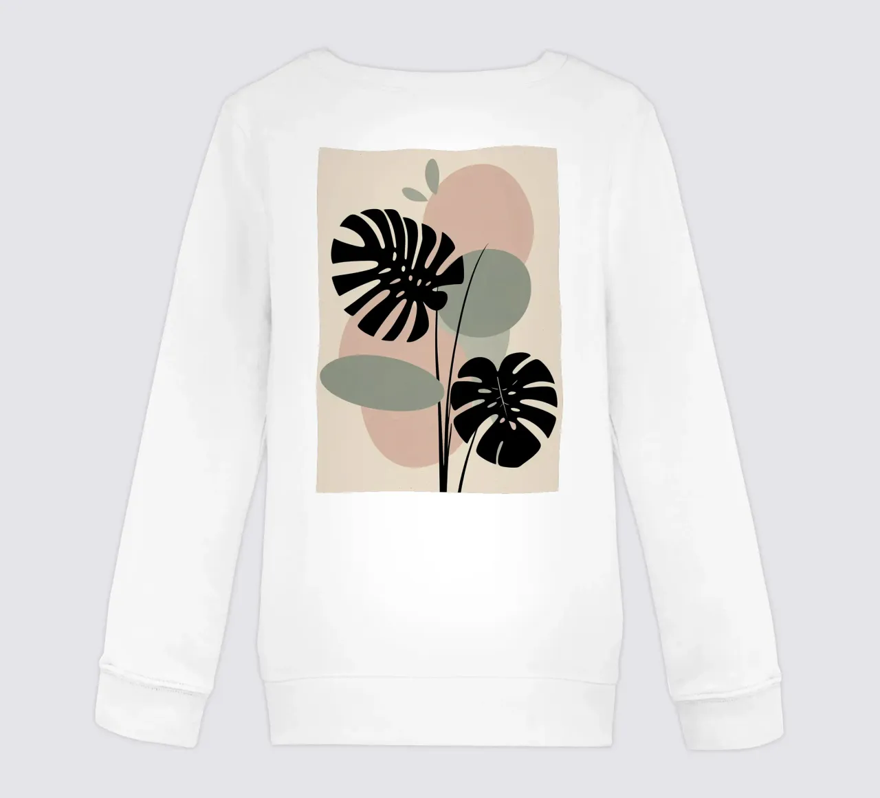Foglie di Monstera minimaliste con forme astratte pastello morbide felpa bambino da Bloom And Brush