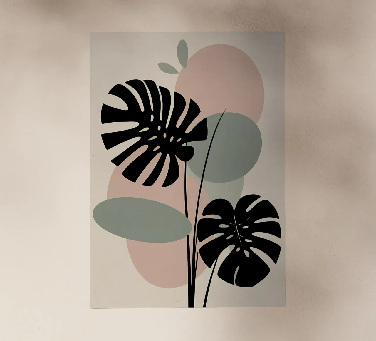 Foglie di Monstera minimaliste con forme astratte pastello morbide pellicola backlit da Bloom And Brush