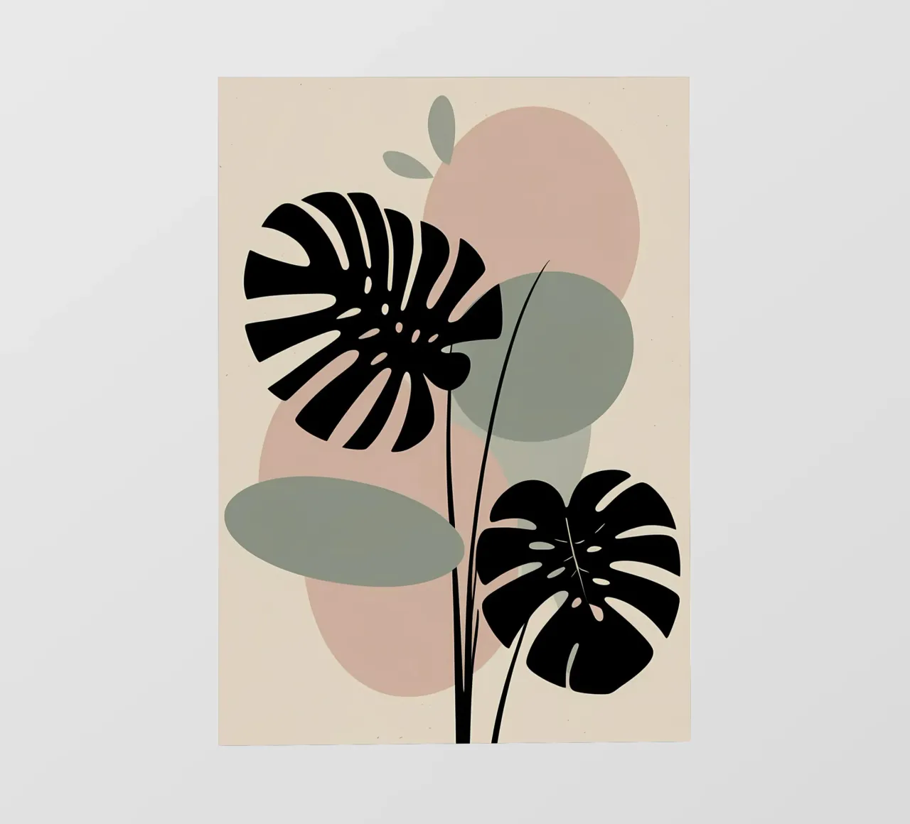Foglie di Monstera minimaliste con forme astratte pastello morbide pellicola backlit da Bloom And Brush