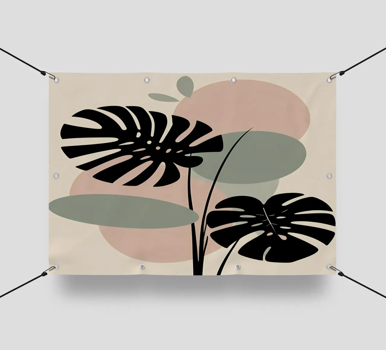 Foglie di Monstera minimaliste con forme astratte pastello morbide telo in pvc da Bloom And Brush
