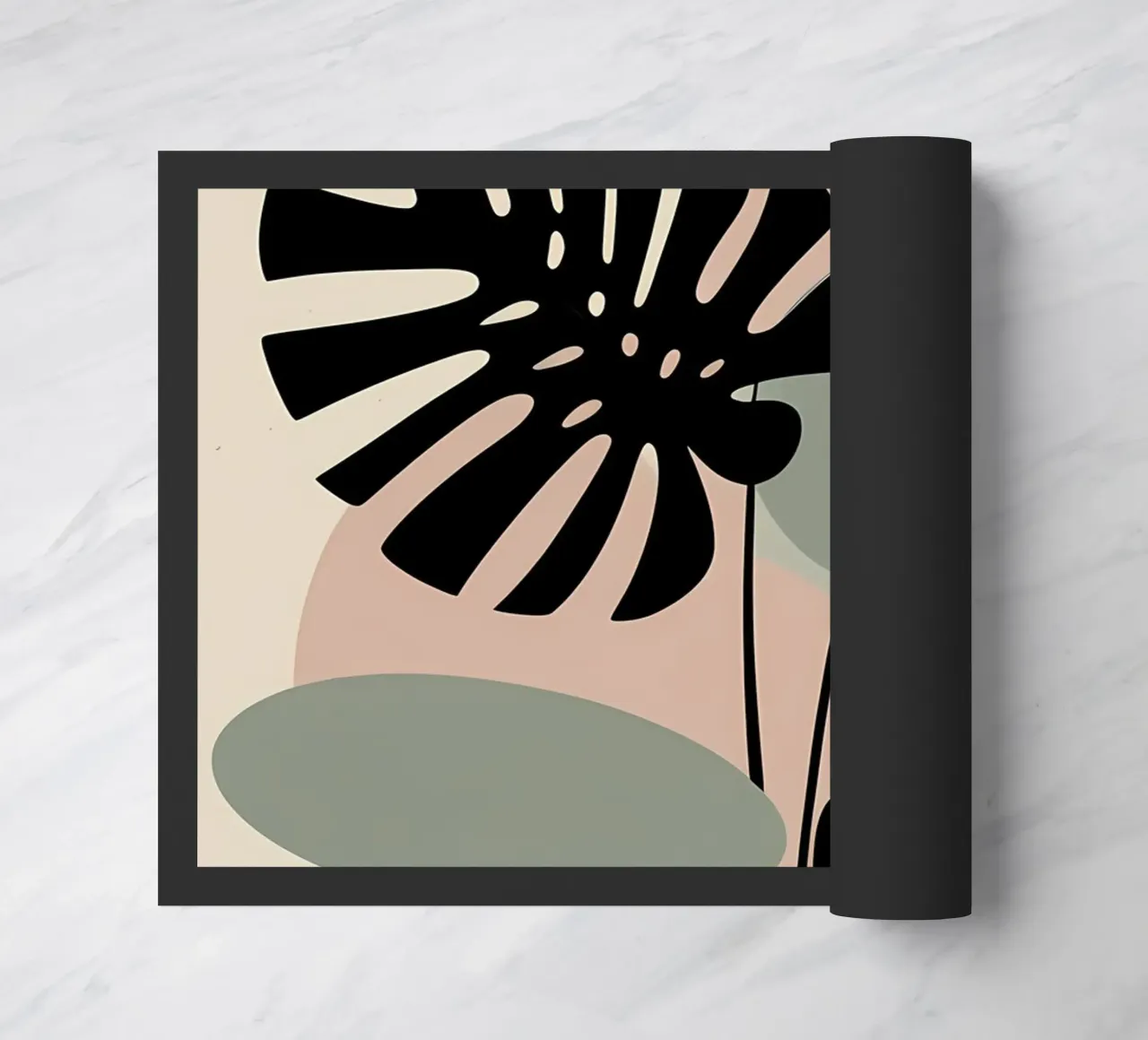 Foglie di Monstera minimaliste con forme astratte pastello morbide zerbino da Bloom And Brush