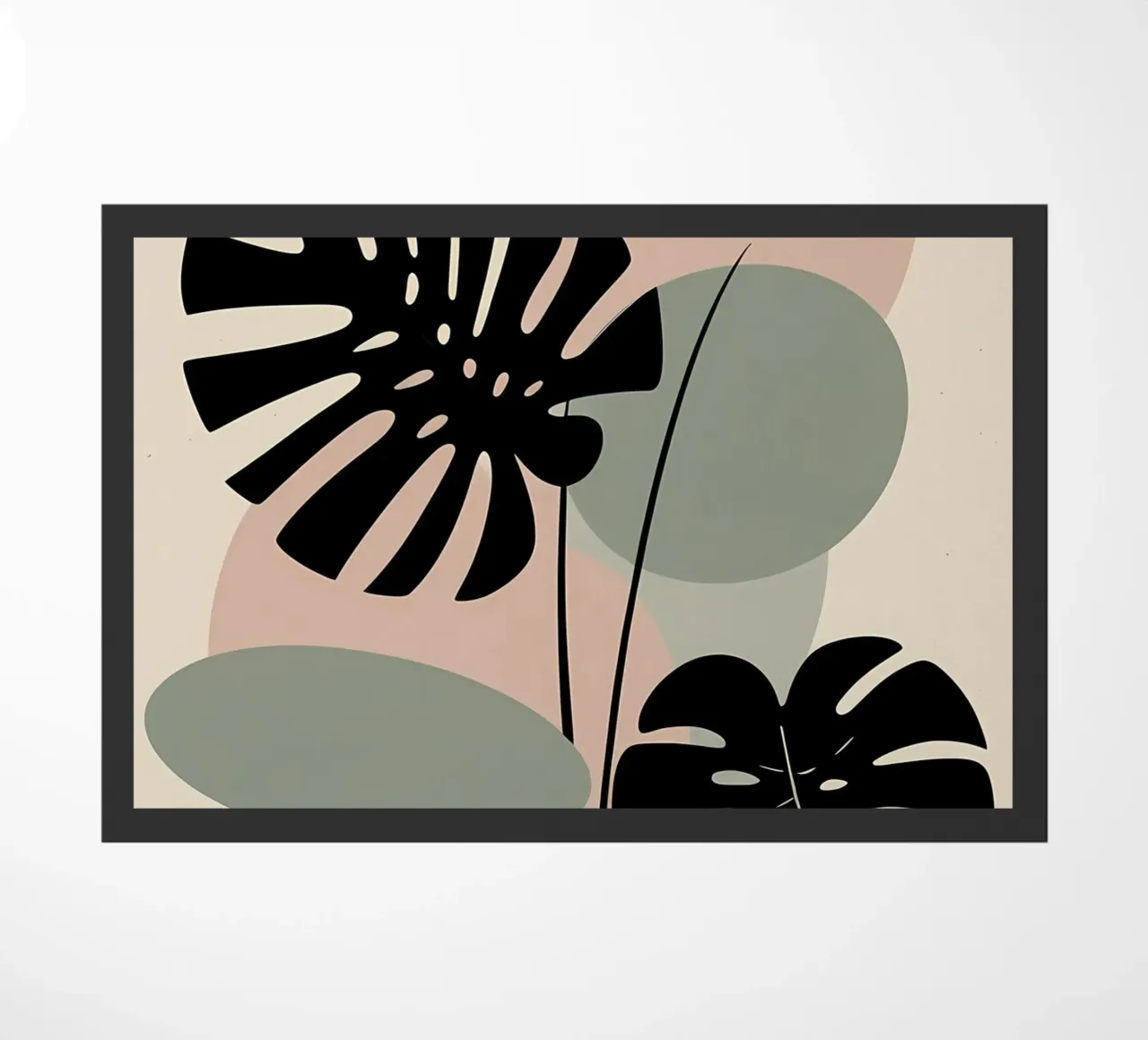 Foglie di Monstera minimaliste con forme astratte pastello morbide zerbino da Bloom And Brush
