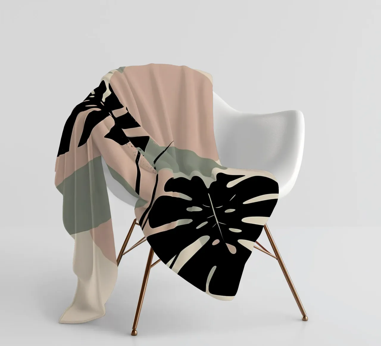 Foglie di Monstera minimaliste con forme astratte pastello morbide coperta in pile da Bloom And Brush