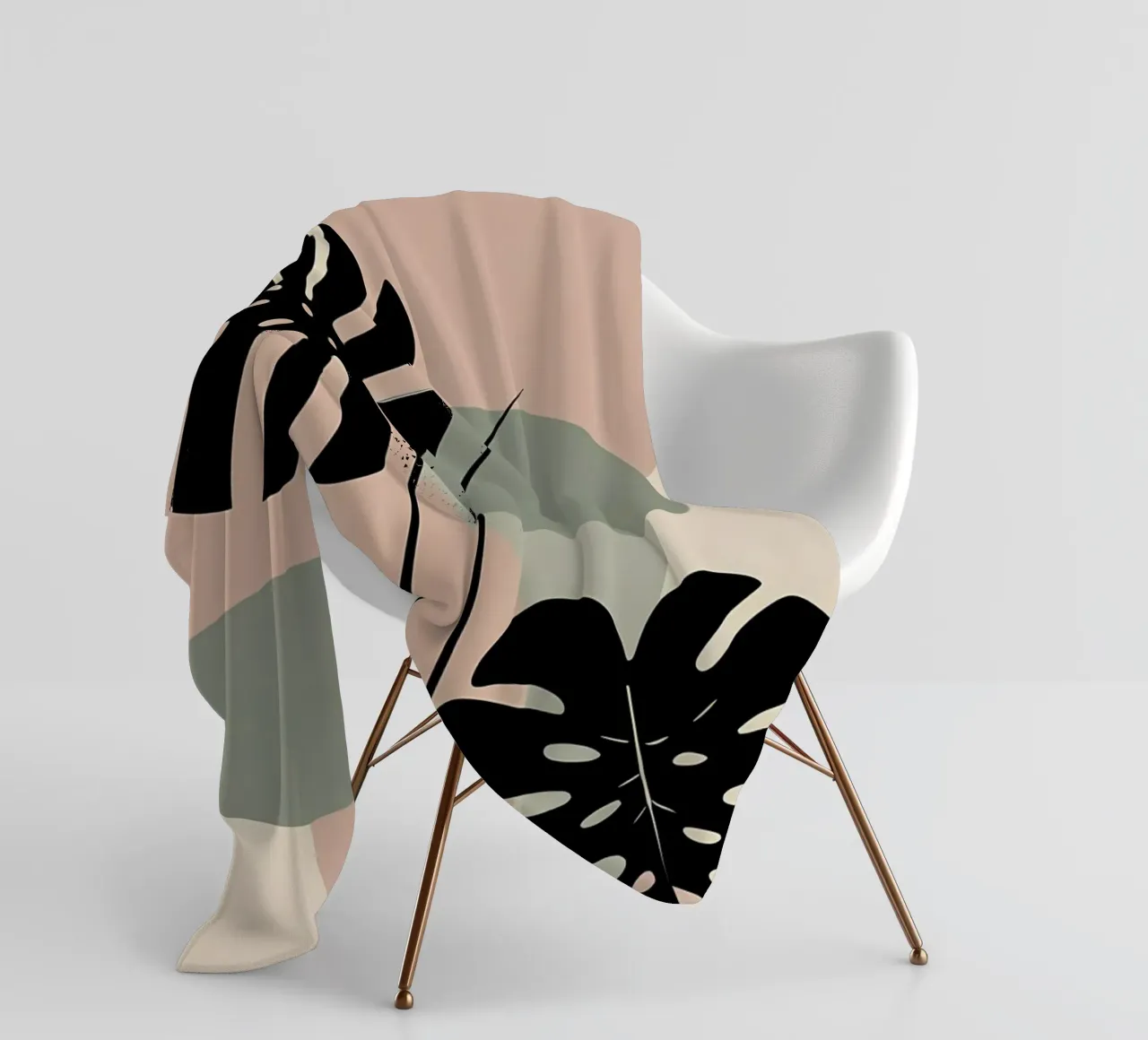 Foglie di Monstera minimaliste con forme astratte pastello morbide coperta in pile da Bloom And Brush