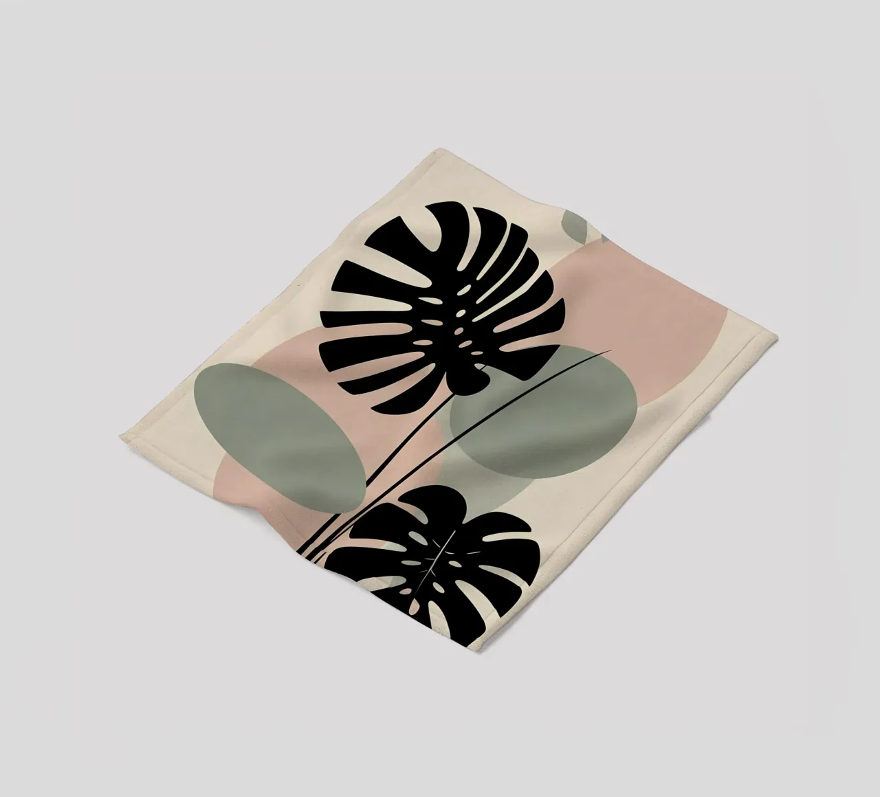 Foglie di Monstera minimaliste con forme astratte pastello morbide coperta in pile da Bloom And Brush