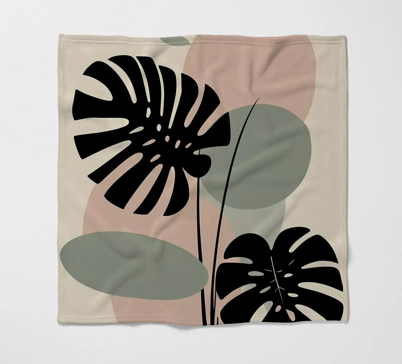 Foglie di Monstera minimaliste con forme astratte pastello morbide coperta in pile da Bloom And Brush