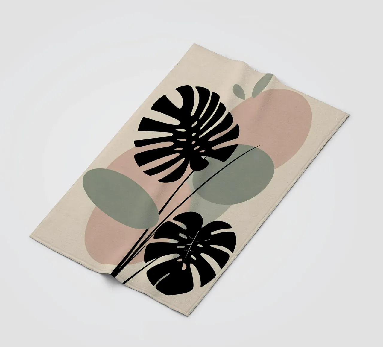 Foglie di Monstera minimaliste con forme astratte pastello morbide coperta in pile da Bloom And Brush