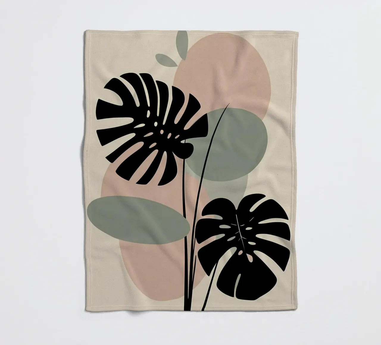Foglie di Monstera minimaliste con forme astratte pastello morbide coperta in pile da Bloom And Brush