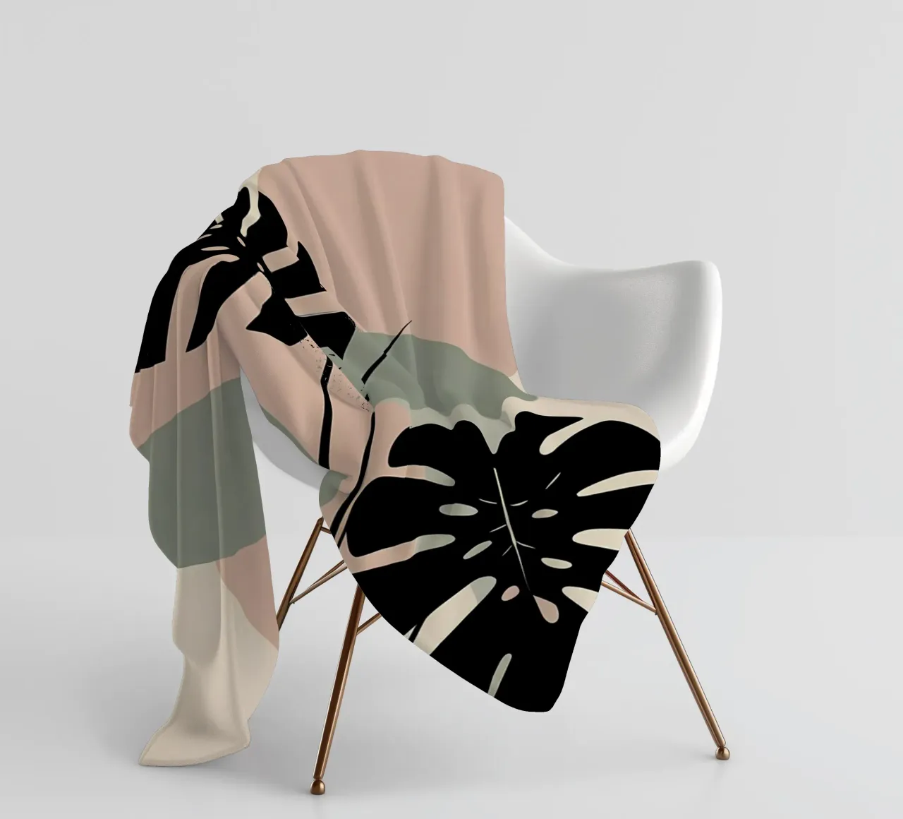 Foglie di Monstera minimaliste con forme astratte pastello morbide coperta in pile da Bloom And Brush