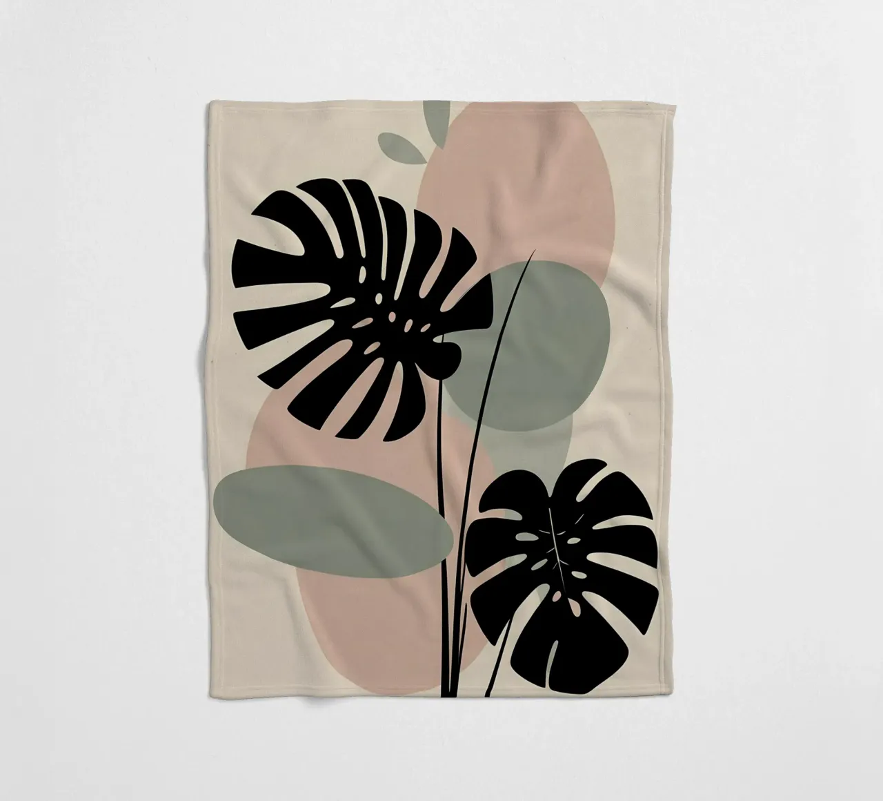 Foglie di Monstera minimaliste con forme astratte pastello morbide coperta in pile da Bloom And Brush