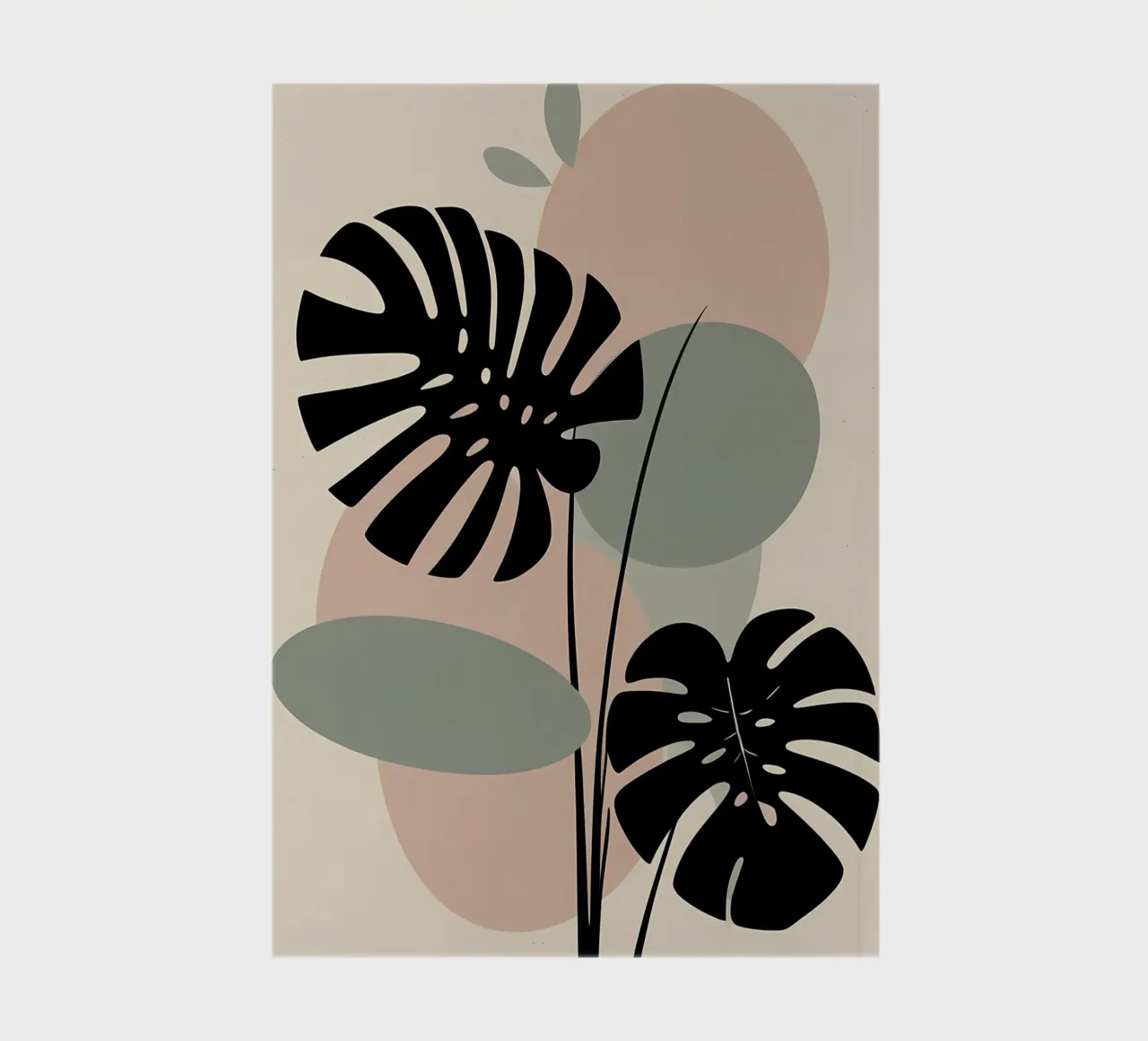Minimalist Monstera Leaves with Soft Pastel Abstract Shapes notebook by Bloom And Brush
