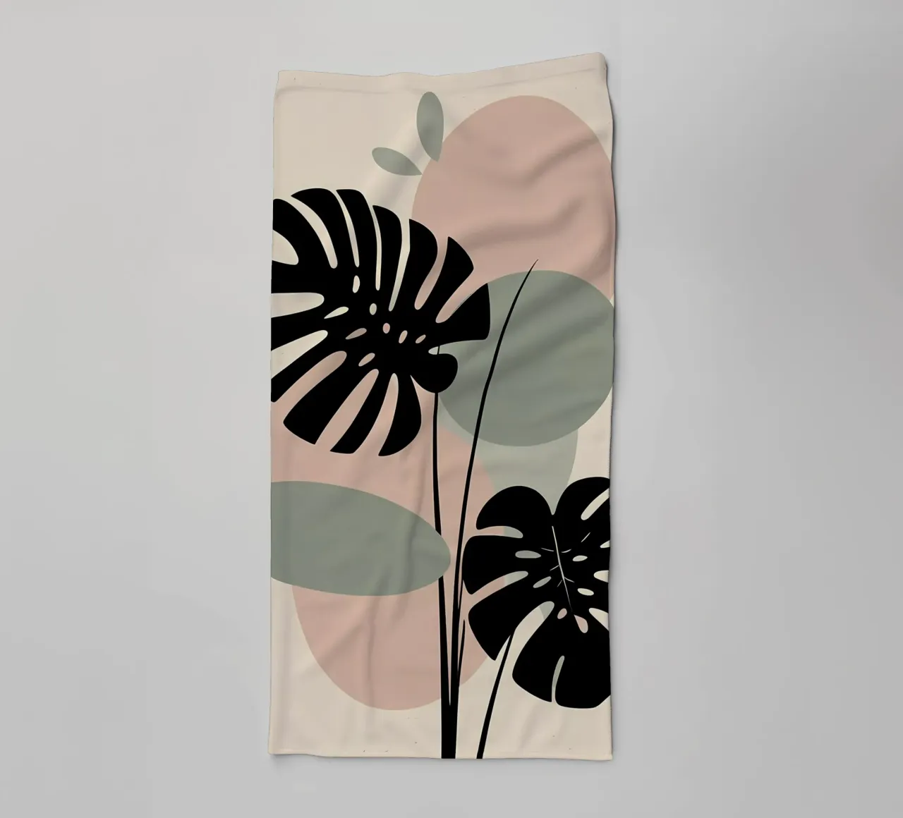 Foglie di Monstera minimaliste con forme astratte pastello morbide asciugamano da bagno da Bloom And Brush