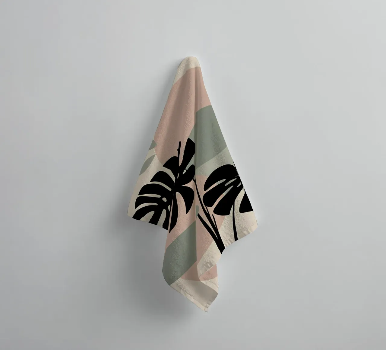 Foglie di Monstera minimaliste con forme astratte pastello morbide asciugamano da bagno da Bloom And Brush