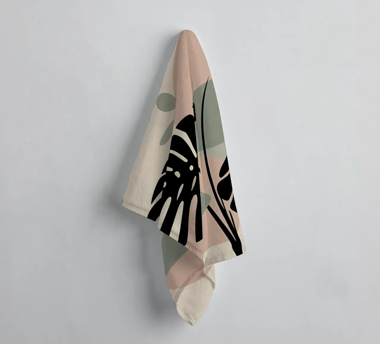 Foglie di Monstera minimaliste con forme astratte pastello morbide asciugamano da bagno da Bloom And Brush