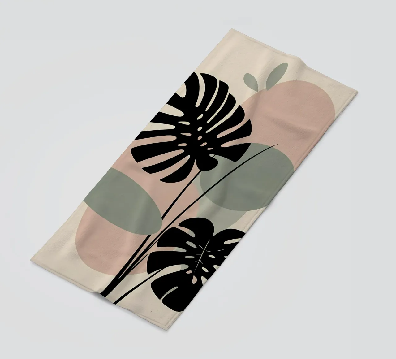 Foglie di Monstera minimaliste con forme astratte pastello morbide telo mare da Bloom And Brush
