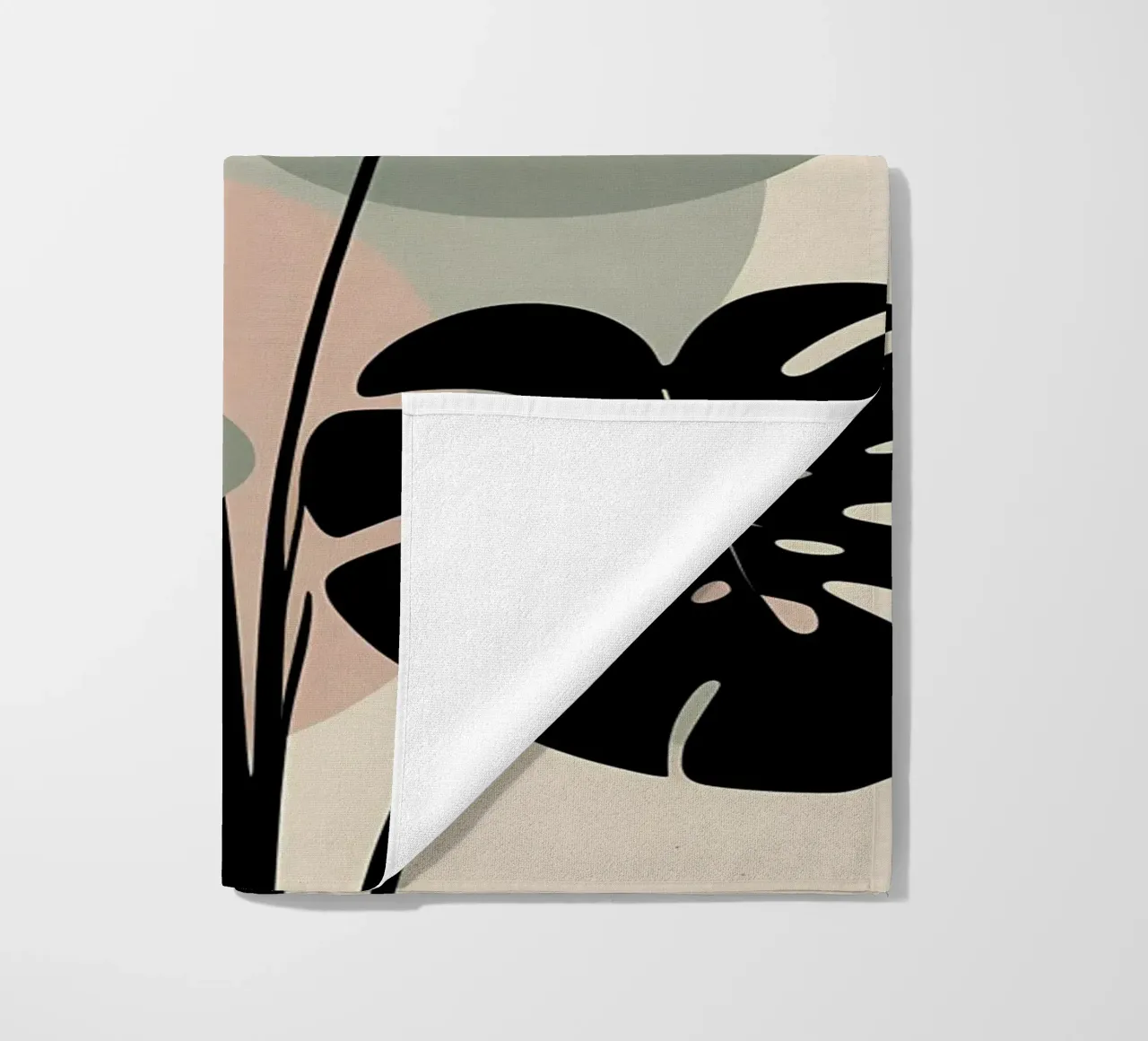 Foglie di Monstera minimaliste con forme astratte pastello morbide telo mare da Bloom And Brush
