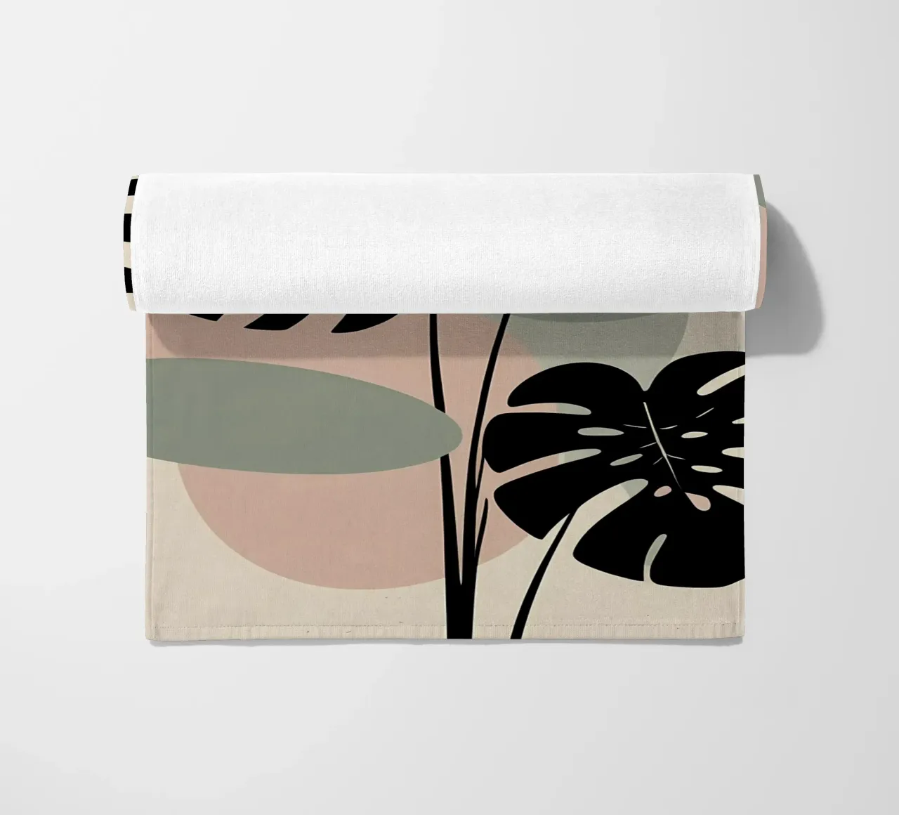 Foglie di Monstera minimaliste con forme astratte pastello morbide telo mare da Bloom And Brush