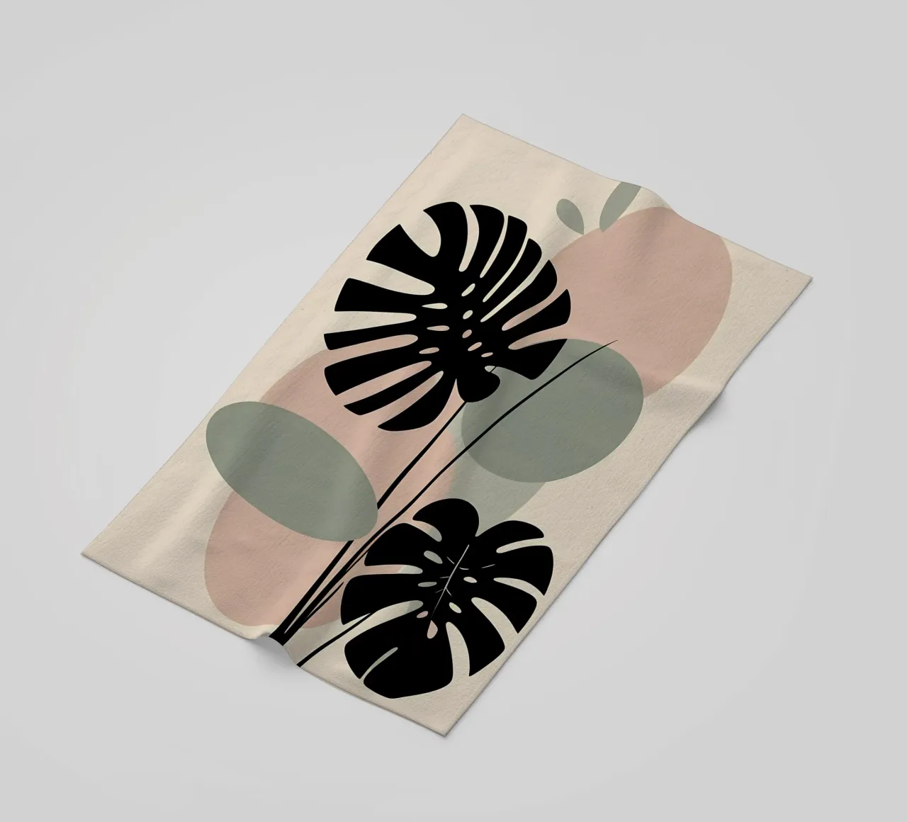 Foglie di Monstera minimaliste con forme astratte pastello morbide telo mare da Bloom And Brush
