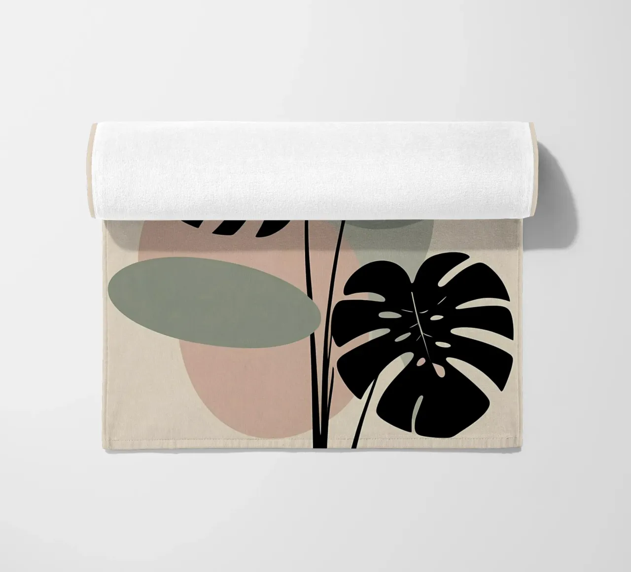 Foglie di Monstera minimaliste con forme astratte pastello morbide telo mare da Bloom And Brush