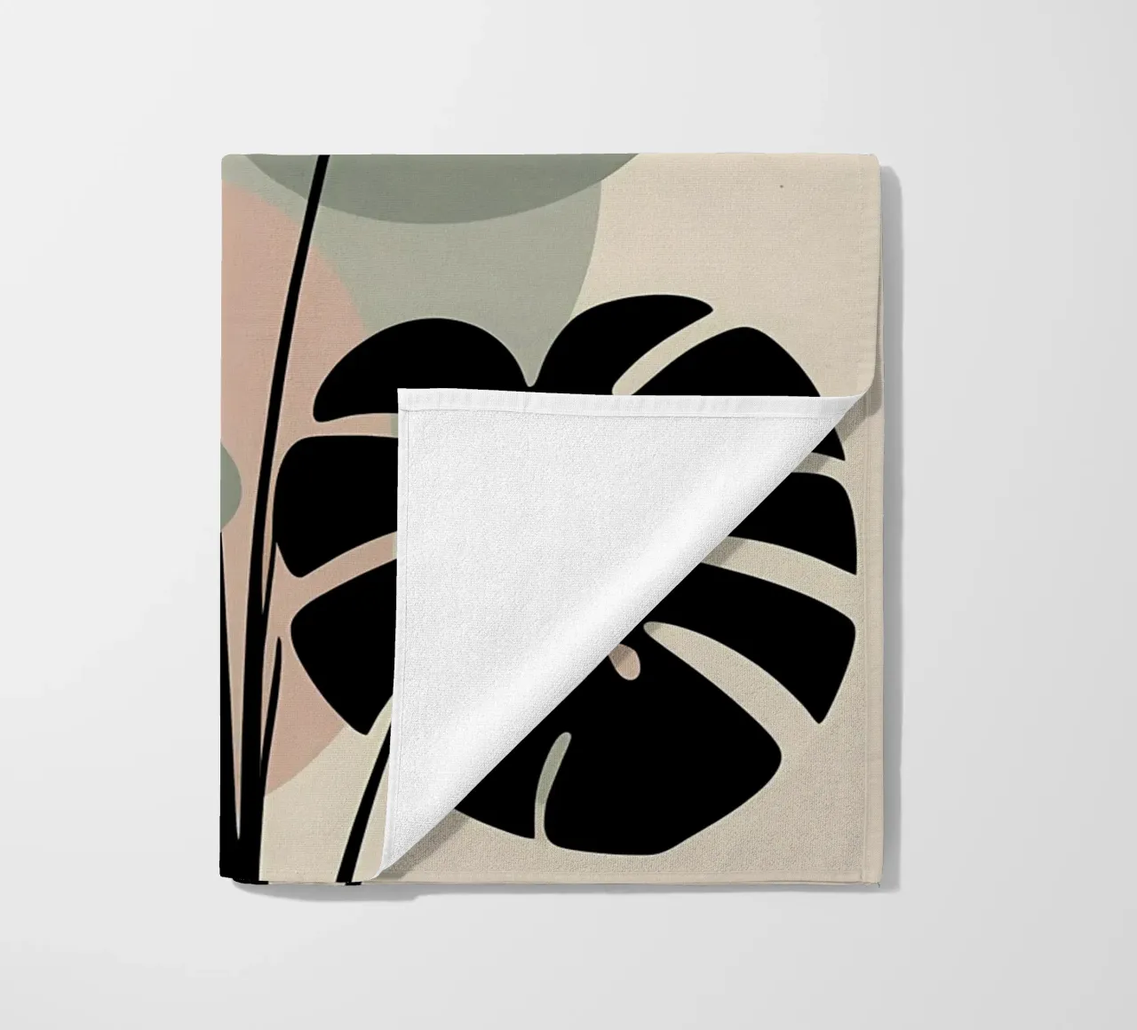 Foglie di Monstera minimaliste con forme astratte pastello morbide telo mare da Bloom And Brush