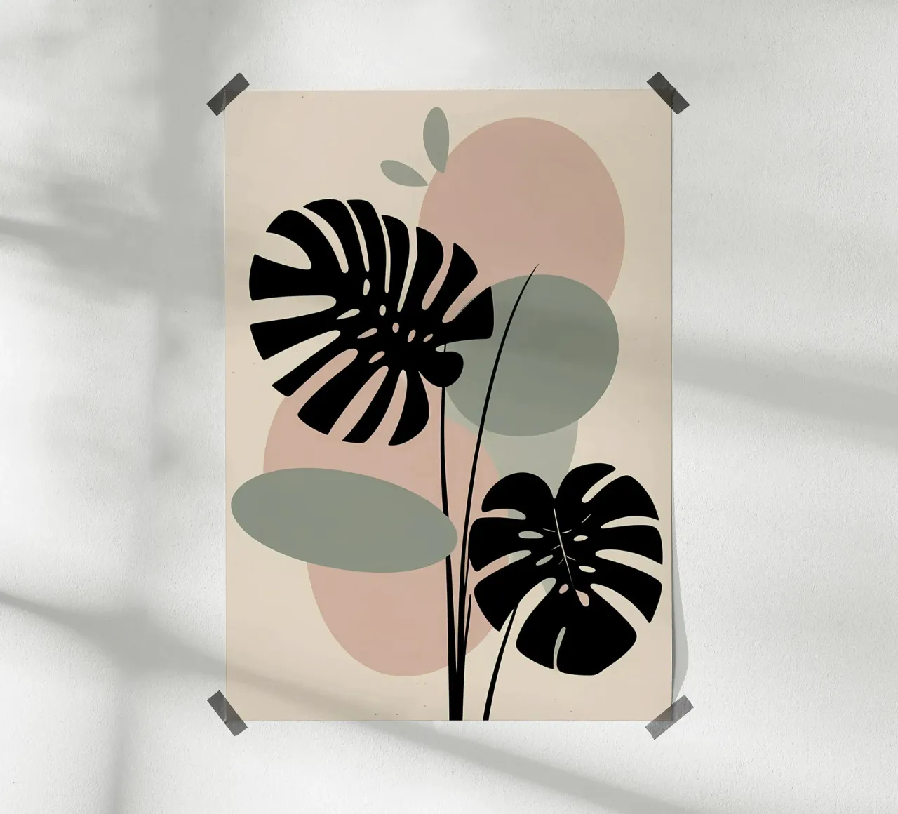 Foglie di Monstera minimaliste con forme astratte pastello morbide carta hahnemühle da Bloom And Brush