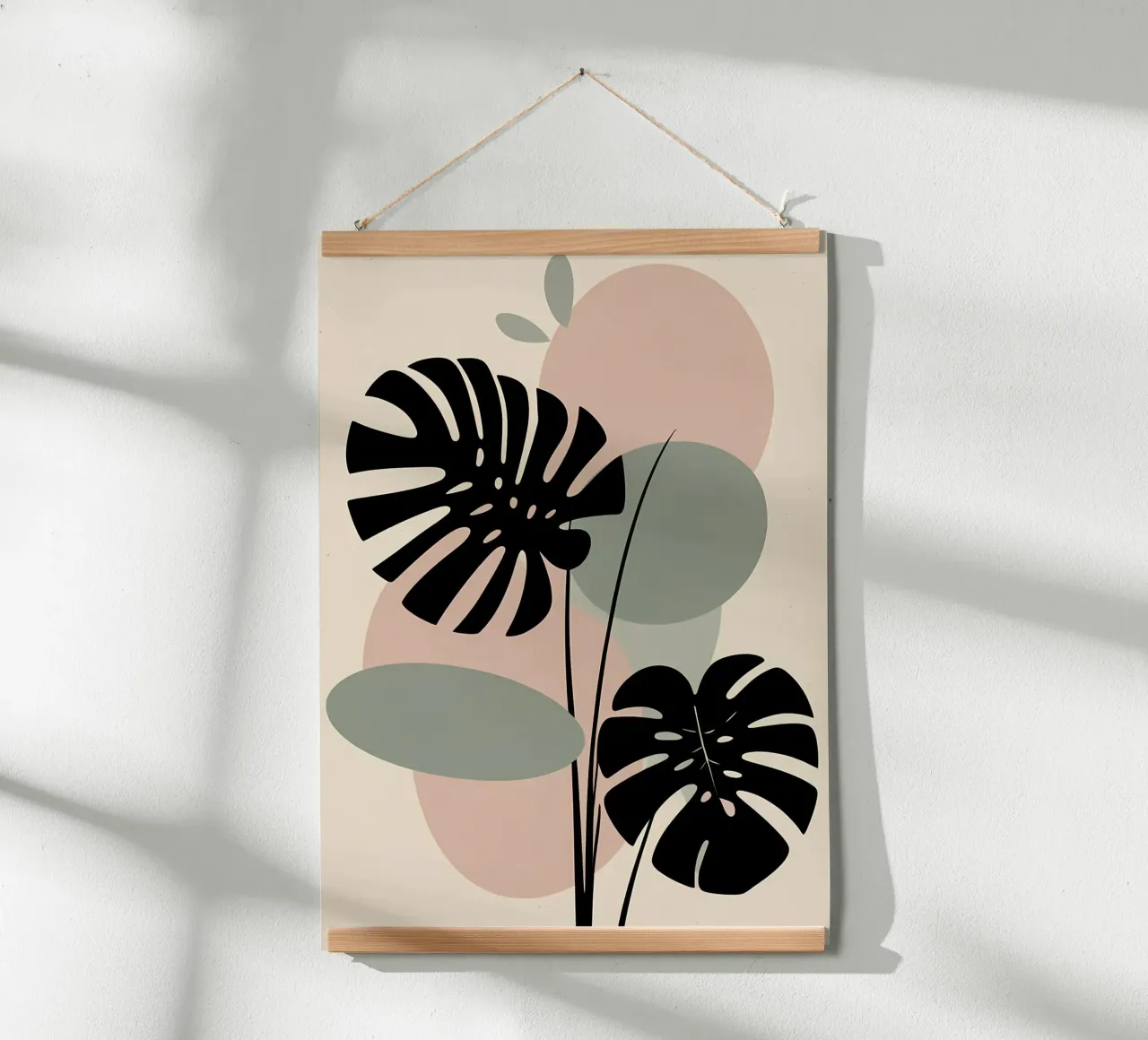 Foglie di Monstera minimaliste con forme astratte pastello morbide carta hahnemühle da Bloom And Brush
