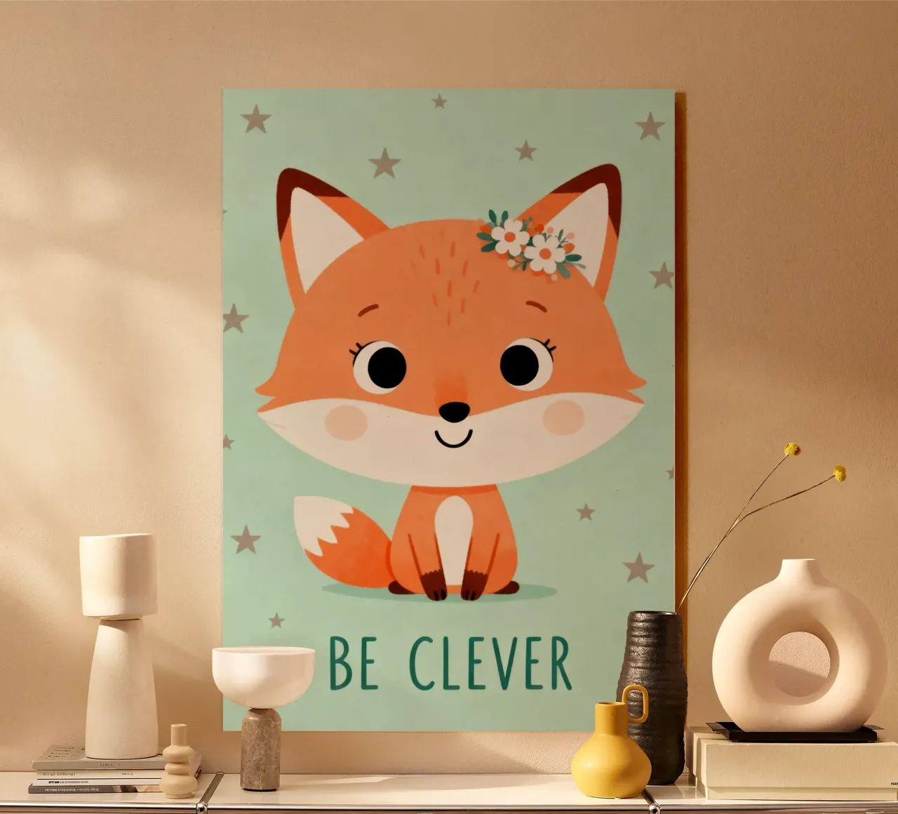 Be Clever Fox acrylic glass by EverLuvv Studio