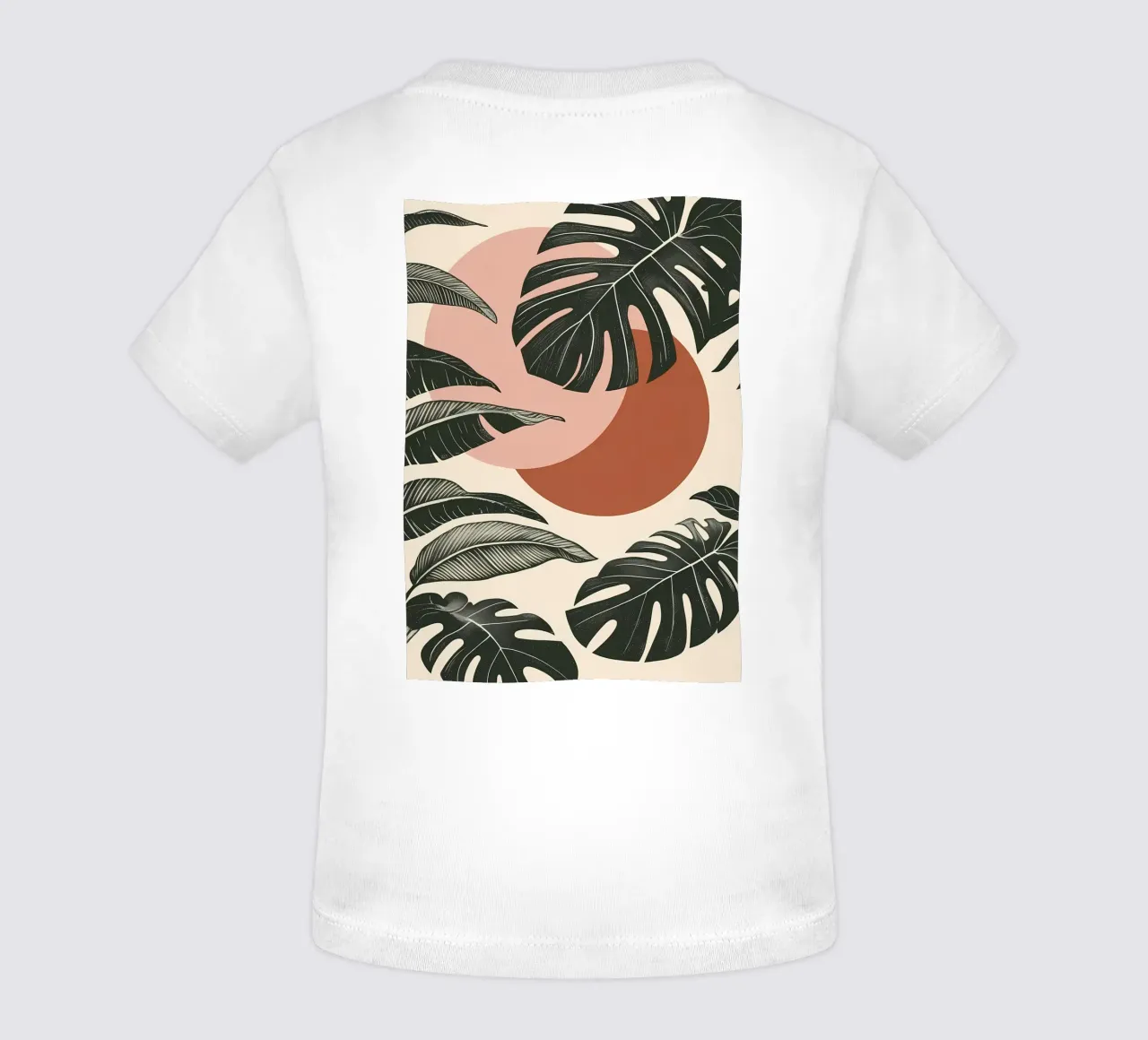 Foglie di Monstera tropicale con calde forme astratte di sole maglietta neonato da Bloom And Brush