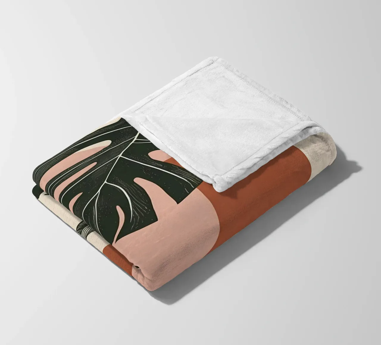 Foglie di Monstera tropicale con calde forme astratte di sole coperta in pile da Bloom And Brush